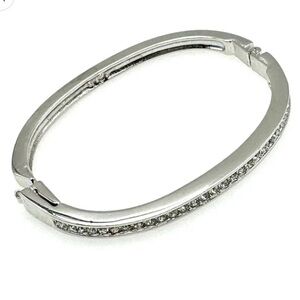 Swarovski Crystal Pave Silver Bangle Bracelet